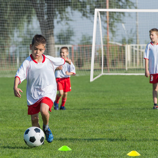 Goplus Soccer Goal, 8'x6' Soccer Net with Strong UPVC Frame, Quick Set-up, High-Strength Netting