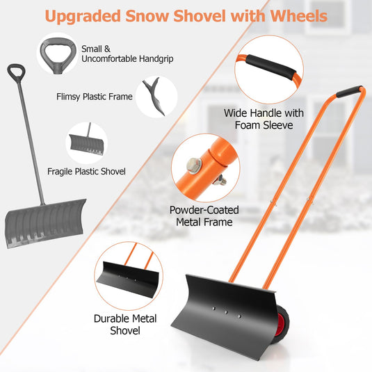Goplus 30" Snow Shovel with Wheels