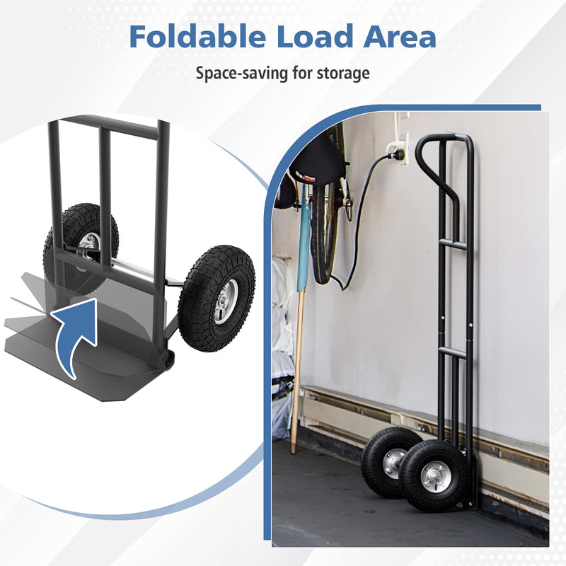 Load image into Gallery viewer, Goplus P-Handle Hand Truck, High Back Sack Barrow with 10&quot; Wheels, Built-in Double Bearings and Foldable Load Plate
