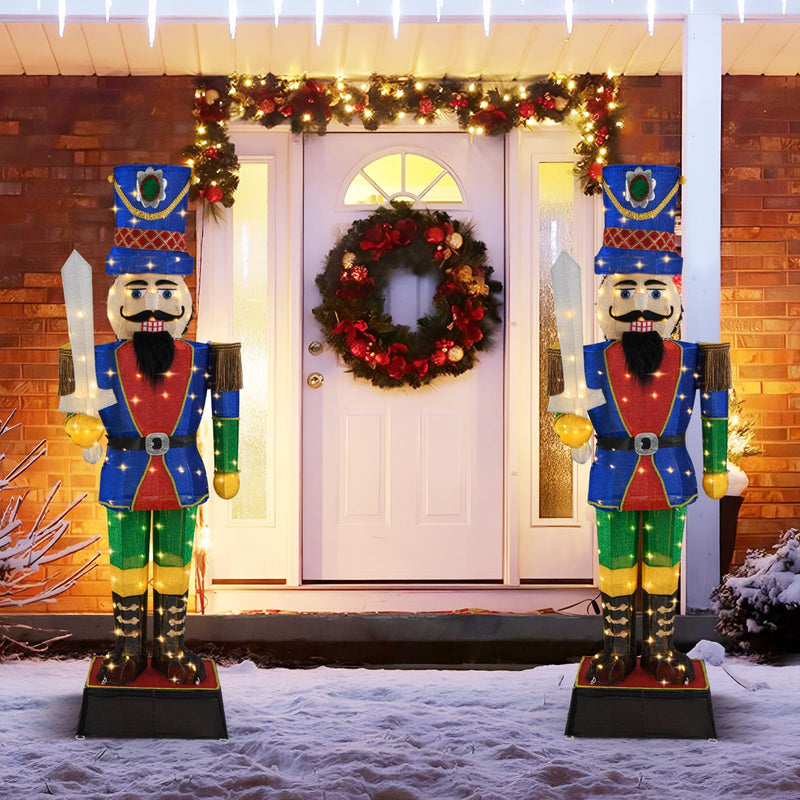 Load image into Gallery viewer, Goplus 6 FT Lighted Nutcracker with Sword, Life-Size Soldier Christmas Decoration with 110 LED Lights
