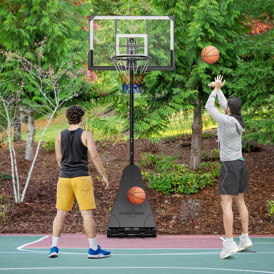 Goplus Basketball Hoop Outdoor, 4.9-10 FT Quickly Height Adjusted Basketball Goal System with 44 Inch PC Backboard