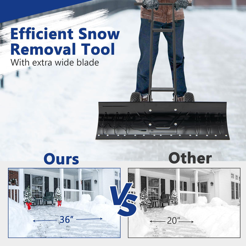 Load image into Gallery viewer, Goplus 36” Wide Snow Shovel for Driveway, Heavy-Duty Metal Snow Plow w/ 7-Position Angled Blade
