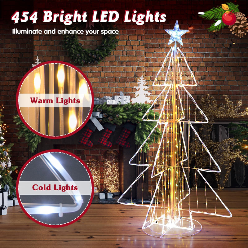 Load image into Gallery viewer, Goplus 5 FT LED Lighted Cone Tree, Indoor &amp; Outdoor Xmas Decoration with Star Topper &amp; Round Base
