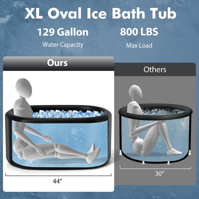 Load image into Gallery viewer, Goplus XL 129 Gal Oval Ice Bath Tub for Athletes, Inflatable Cold Plunge Tub w/Multiple Layered, Lid, Pump
