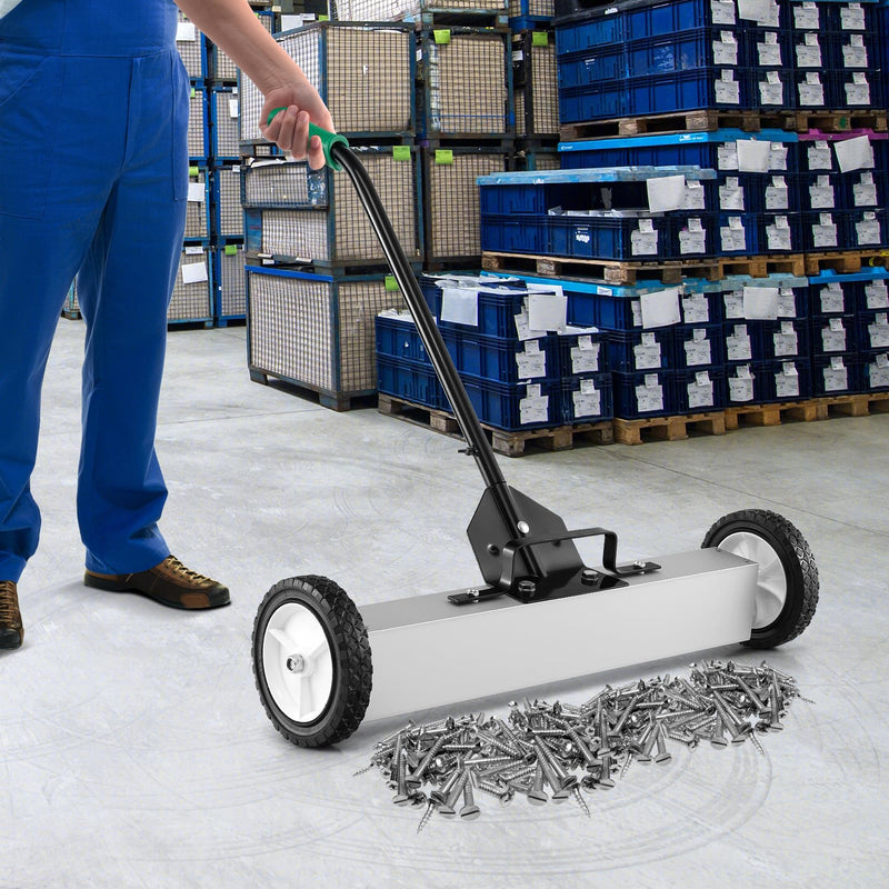 Load image into Gallery viewer, Goplus 24-Inch Magnetic Sweeper with Wheels, 30 LBS Telescoping Rolling Pickup Sweeper with Adjustable Handle
