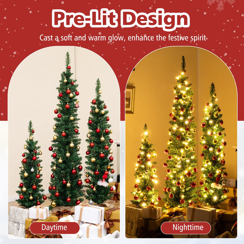 Load image into Gallery viewer, Goplus 3&#39; 4&#39; 5&#39; Pre-Lit Artificial Christmas Tree Set of 3
