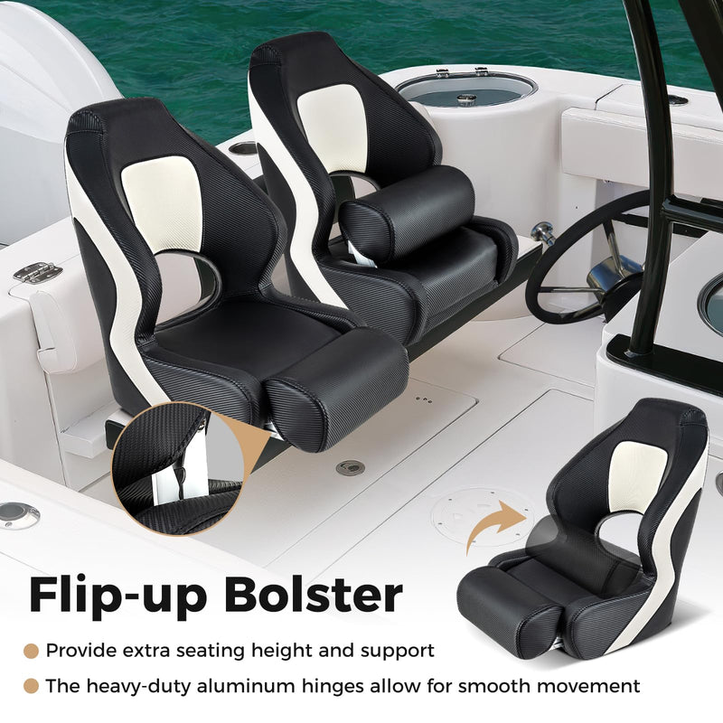 Load image into Gallery viewer, Goplus Sports Flip Up Boat Seat, Captain Bucket Seat w/Thick Sponge Bolster &amp; Waterproof PVC Leather Upholstery
