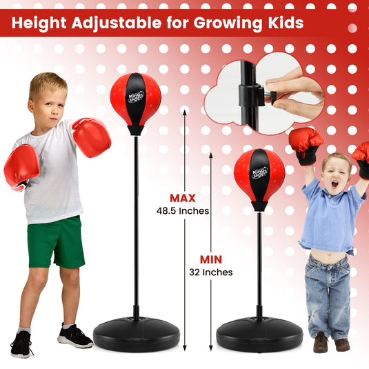 Goplus Punching Bag for Kids, Boxing Set with Gloves, Height Adjustable Stand