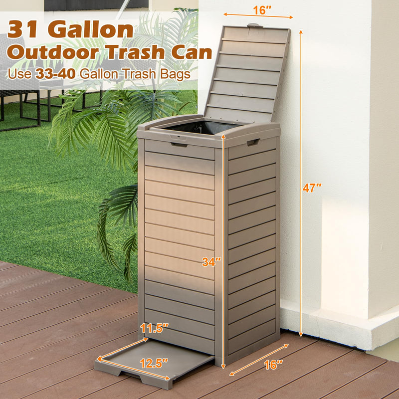Load image into Gallery viewer, Goplus Outdoor Trash Can with Lid, 31 Gallon Large Outdoor Trash Bin &amp; Pull-Out Liquid Drawer
