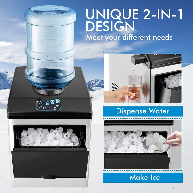 Load image into Gallery viewer, 2 in 1 Countertop Ice Maker Machine with Water Cooler Dispenser Combo, 48LBS/24H, S-M-L 3 Sizes Bullet Ice
