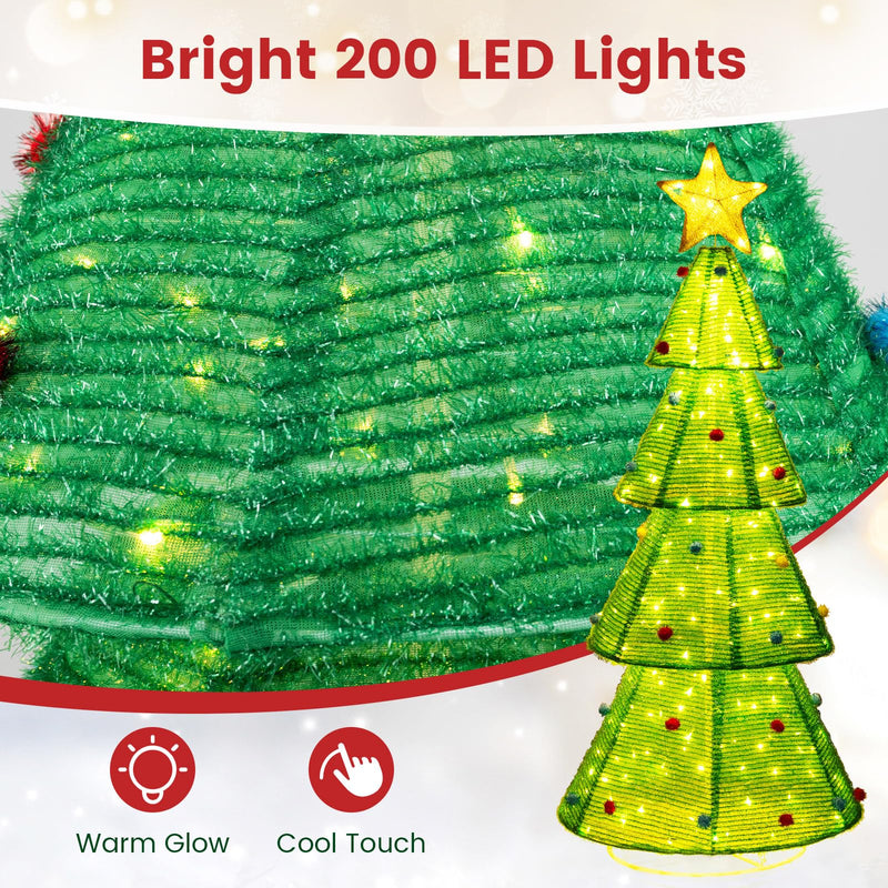 Load image into Gallery viewer, Goplus 6.2 FT Collapsible Christmas Tree with 200 Built-in LED Lights, Pre-Lit Christmas Tree w/Top Star Decoration &amp; Furry Balls
