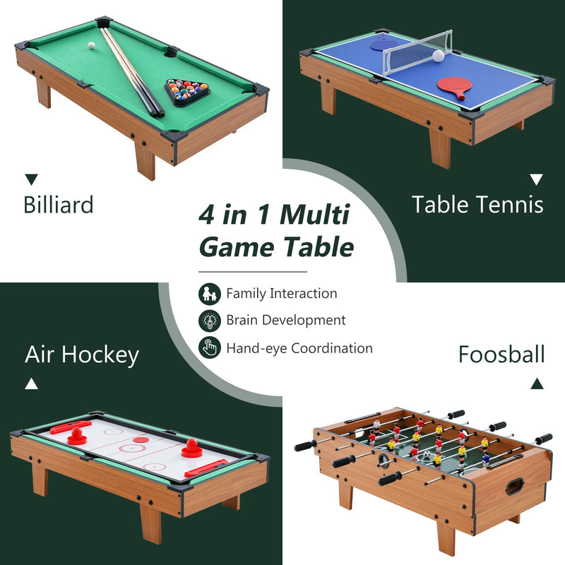 Load image into Gallery viewer, Goplus 4 in 1 Multi Game Table, Combination Game Table Set with Pool Billiards, Air Hockey, Foosball, Table Tennis
