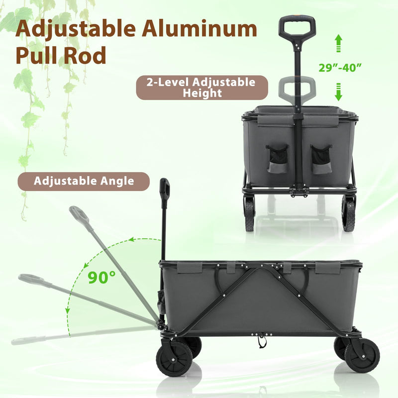 Load image into Gallery viewer, Goplus Collapsible Foldable Wagon, Heavy-Duty Wagon Cart w/Adjustable Handlebar, Bottle Holders &amp; Storage Pocket
