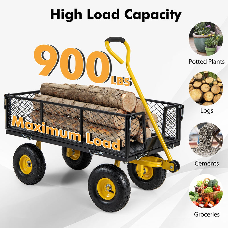 Load image into Gallery viewer, Goplus Utility Garden Wagon, Outdoor Platform Cart w/4 Removable Side Panels, 900 LBS Load Capacity (43” x 21” x 36”)
