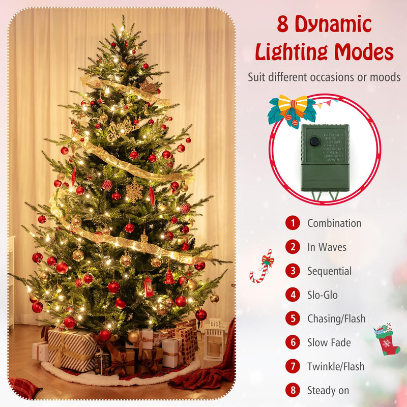 Load image into Gallery viewer, Goplus 8ft Pre-lit Artificial Christmas Tree with 450 Warm White LED Lights, 1480 Branch Tips
