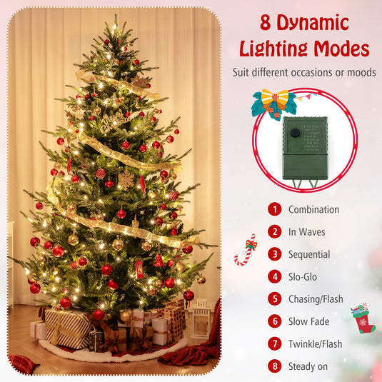 Goplus 8ft Pre-lit Artificial Christmas Tree with 450 Warm White LED Lights, 1480 Branch Tips