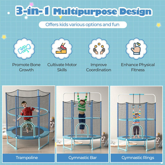 Goplus 60'' Trampoline for Kids, 3-in-1 Toddler Trampoline