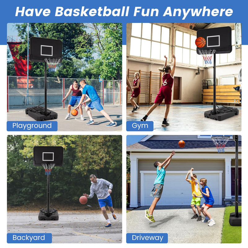 Load image into Gallery viewer, Goplus Portable Basketball Hoop Outdoor, 6.5-10FT Adjustable Basketball Goal System w/44-Inch Shatterproof Backboard
