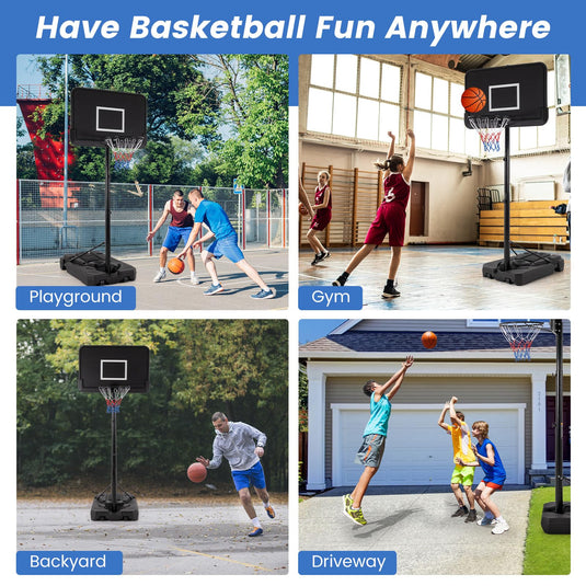 Goplus Portable Basketball Hoop Outdoor, 6.5-10FT Adjustable Basketball Goal System w/44-Inch Shatterproof Backboard