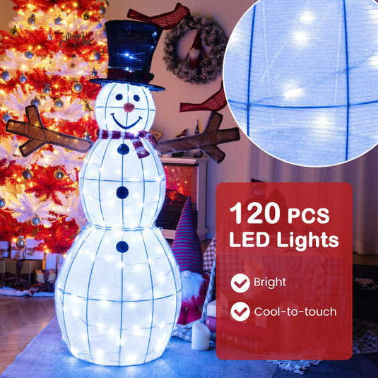 Goplus 4.8 FT Light Up Christmas Snowman with 120 LED Lights