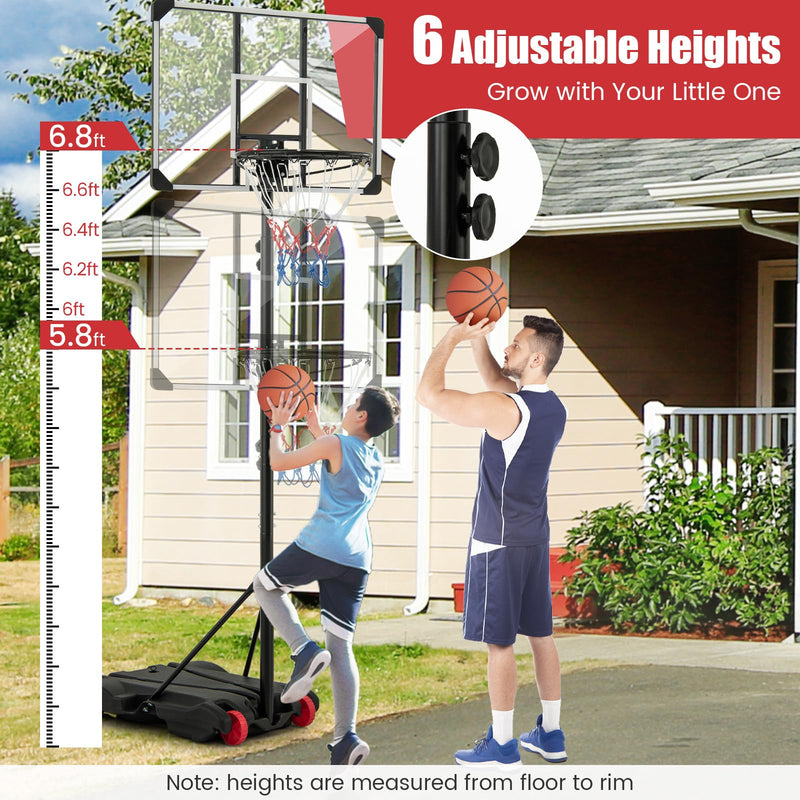 Load image into Gallery viewer, Goplus Portable Basketball Hoop Outdoor, 5.9FT-6.9FT Height Adjustable Basketball Goal System w/Fillable Base
