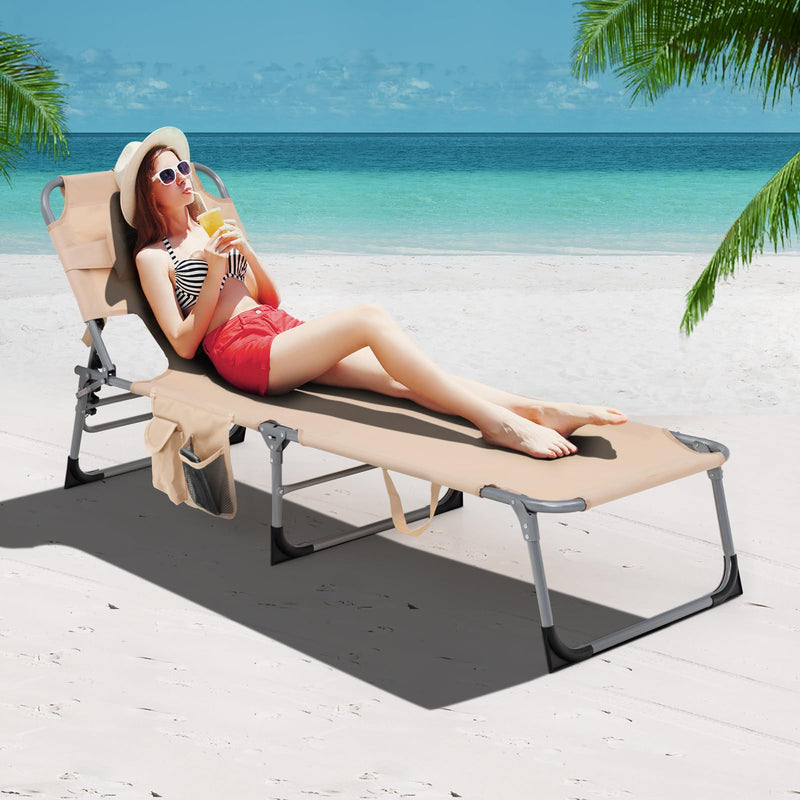 Load image into Gallery viewer, Beach Chaise Lounge with Face Hole, Folding Recliner  Black/Gray/Sky Blue/Navy
