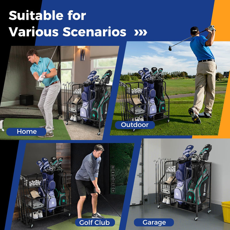 Load image into Gallery viewer, Goplus Golf Bag Storage Garage Organizer, Extra Large Storage Stand for 2 Golf Bags
