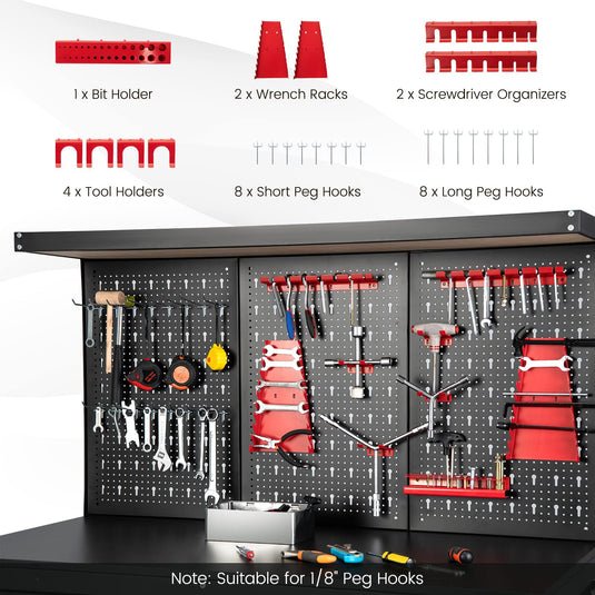 Work Table Accessory Goplus Workbench, Work Table with Drawer, Pegboard, Hanging Accessorie ...