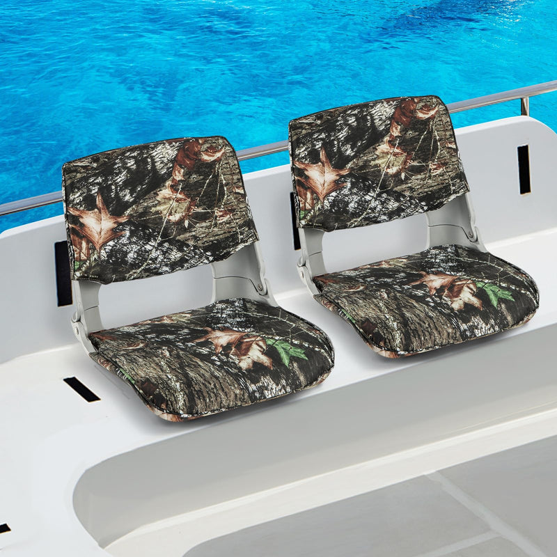 Load image into Gallery viewer, Goplus Low/High Back Boat Seats, Folding Boat Seat with Stainless Steel Screws &amp; Aluminum Hinges, Thickened Sponge Padding
