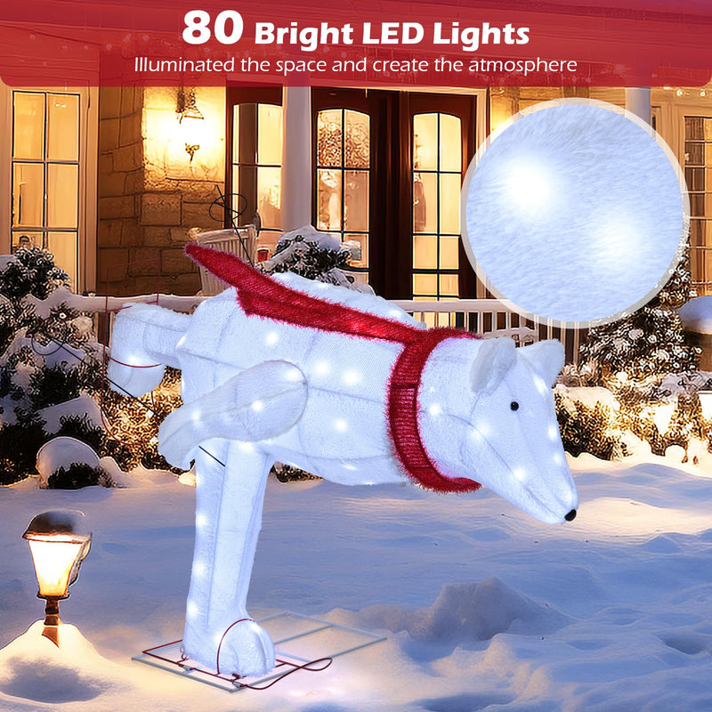 Load image into Gallery viewer, Goplus 4.5 FT Lighted Skiing Polar Bear, Light up Christmas Decoration with Red Scarf
