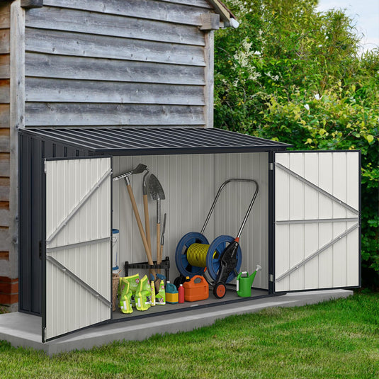 Goplus 6.3 x 2.8 FT Metal Outdoor Storage Shed, Snap-on Structures for Efficient Assembly