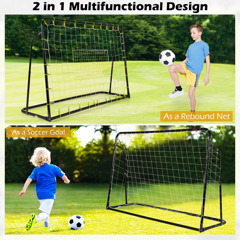 Load image into Gallery viewer, Goplus 6FT x4FT Soccer Net, 2 in 1 Soccer Rebounder Soccer Goal w/Shooting Auxiliary Area
