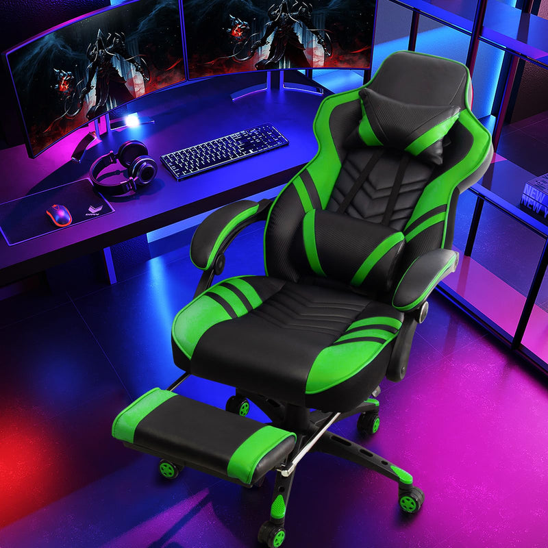 Load image into Gallery viewer, Goplus Gaming Chair, Computer Chair with Footrest and Lumbar Support
