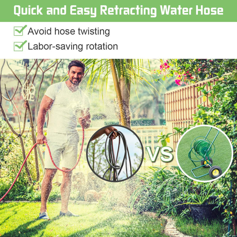 Load image into Gallery viewer, Garden Hose Reel Cart Water Hose Holder Steel Frame for Planting - GoplusUS
