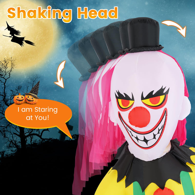 Load image into Gallery viewer, Goplus 8 Ft Halloween Inflatables, Giant Blow up Halloween Clown Decorations with Moving Head
