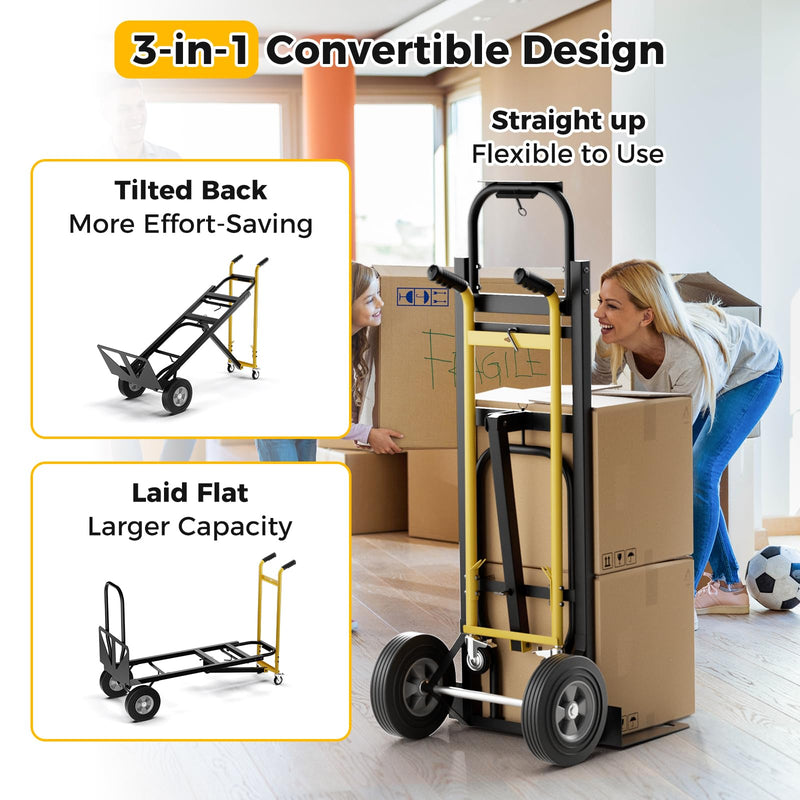 Load image into Gallery viewer, 3-in-1 Convertible Metal Dolly Cart with 4 Rubber Wheels - Goplus
