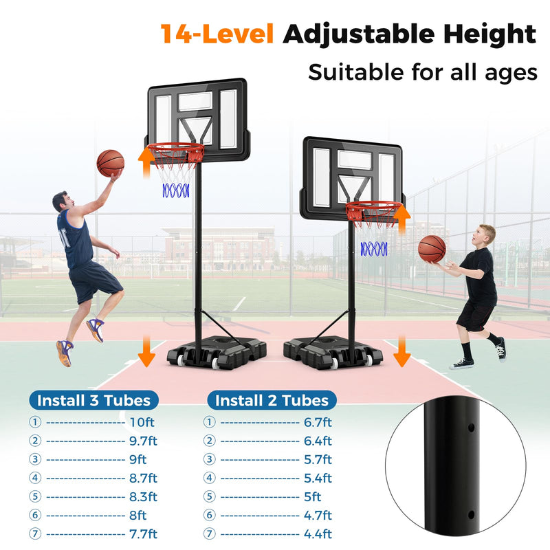 Load image into Gallery viewer, Goplus Portable Basketball Hoop, 10FT Height Adjustable Basketball Goal w/44‘’ Shatterproof Backboard
