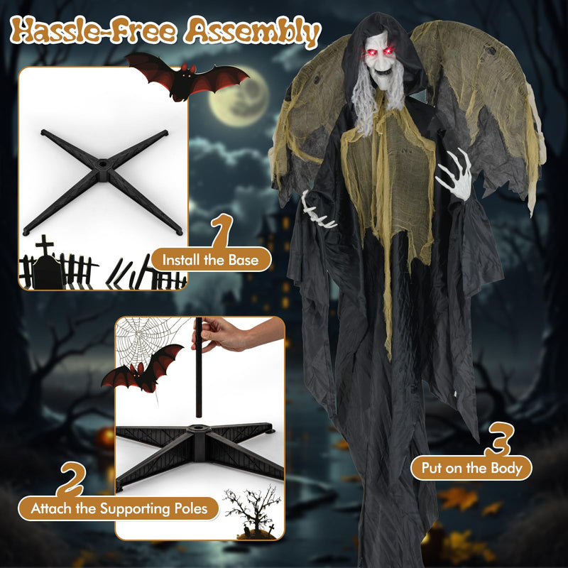 Load image into Gallery viewer, Goplus 8.2 FT Halloween Standing Witch, Poseable Halloween Animatronic Prop with Light up Eyes
