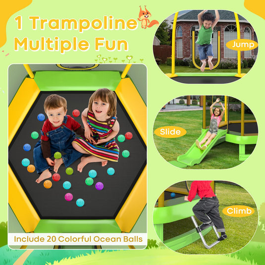 Goplus 7 FT Kids Trampoline with Slide, 87