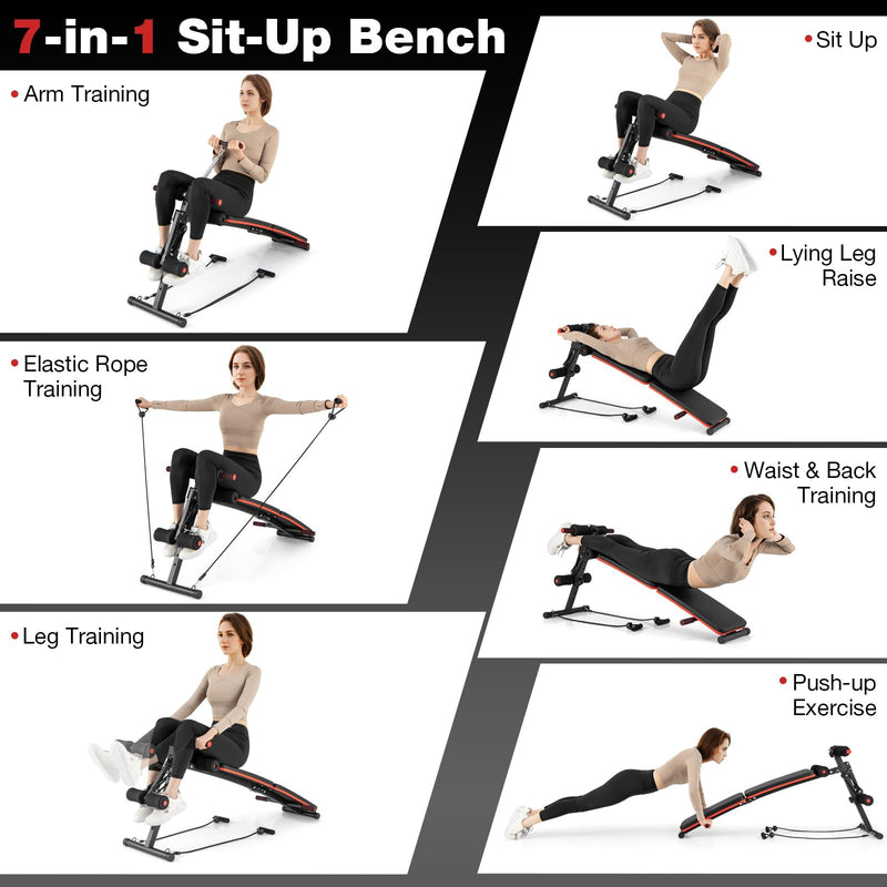 Load image into Gallery viewer, Goplus 7 in 1 Sit up Bench, Foldable Workout Bench w/4 Position Adjustable Height
