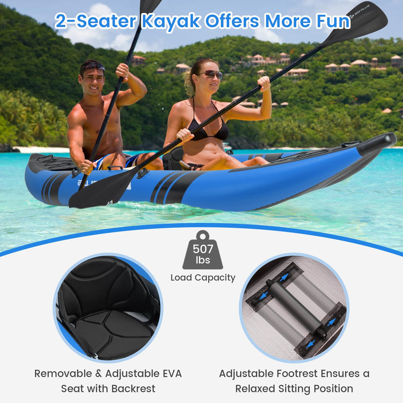 Goplus Inflatable Kayak, 2-Person Kayak Set for Adults with 507
