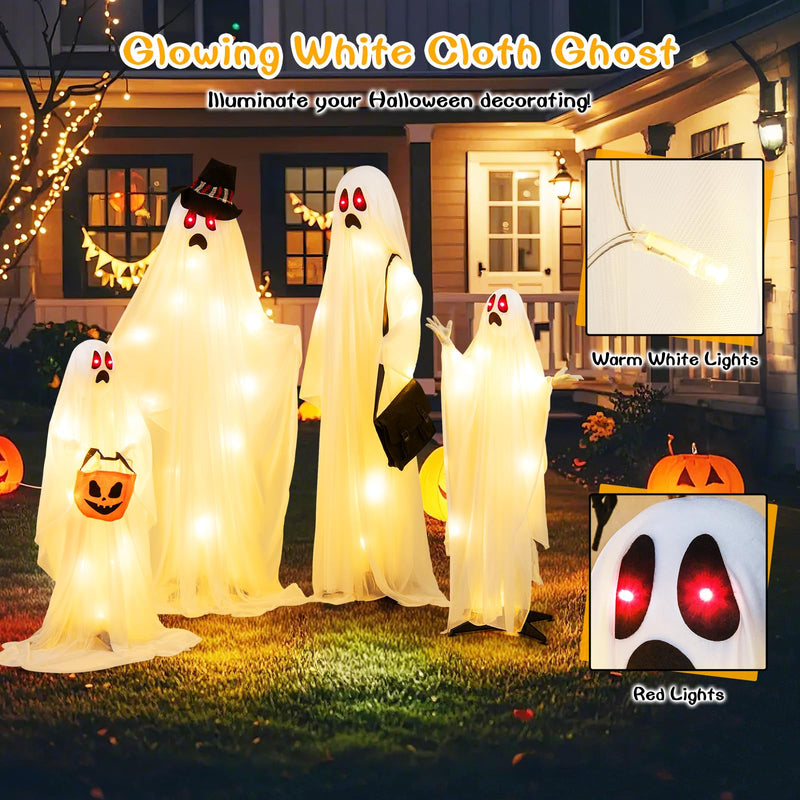 Load image into Gallery viewer, Goplus Halloween Light Up Family Ghosts, 4 PCS LED Glowing Halloween Ghosts
