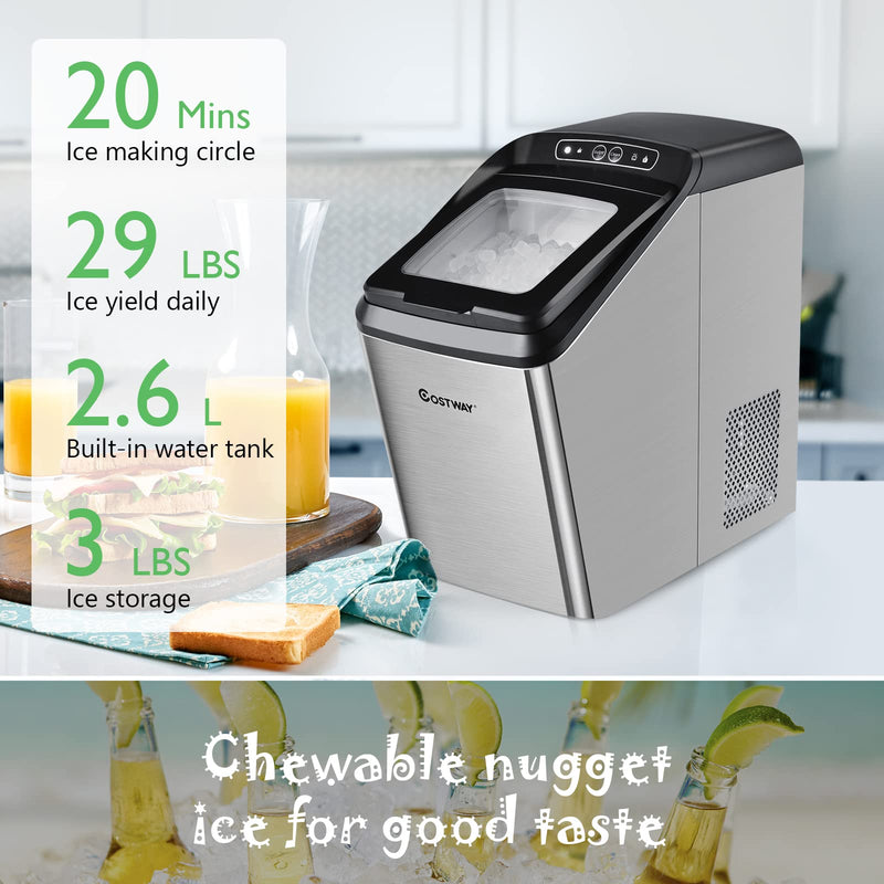 Load image into Gallery viewer, Nugget Ice Maker for Countertop, 29 Lbs/24H Portable and Compact Ice Machine with Self-Cleaning
