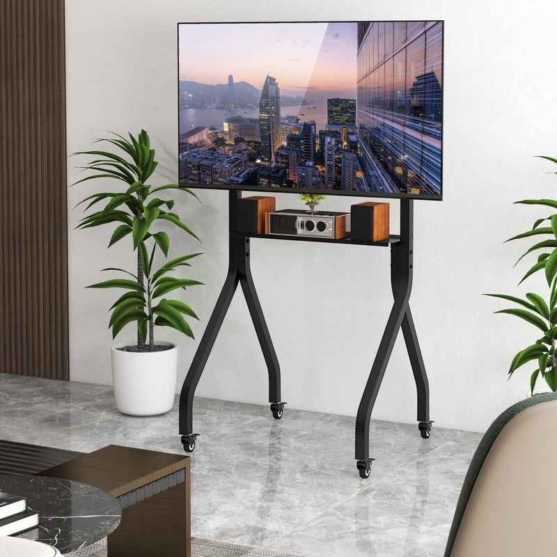 Load image into Gallery viewer, Goplus Mobile TV Stand, Rolling TV Cart for 43”-100” Flat/Curved Screens up to 110 lbs, Max VESA 600 X 400 mm, Black
