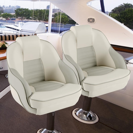 Goplus Captain Bucket Seat, Pontoon Boat Seats w/Waterproof PVC Leather & Thick Sponge Padding