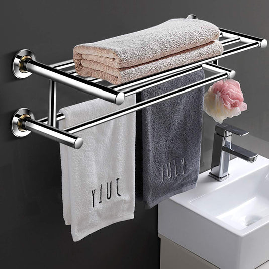 Goplus 24'' Towel Rack, Stainless Steel Metal Bathroom Towel Bar