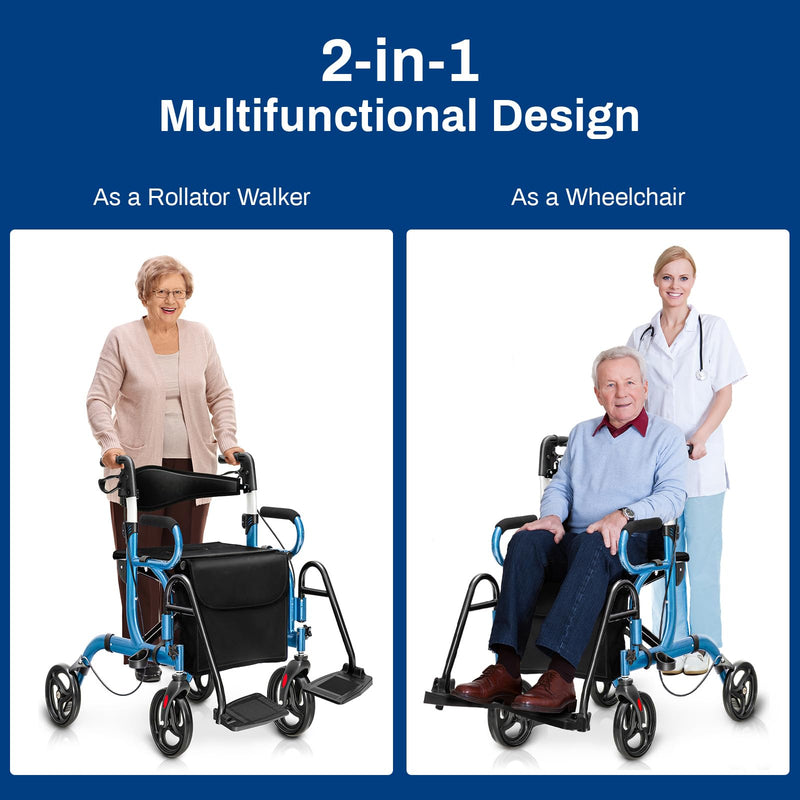 Load image into Gallery viewer, 2 in 1 Rollator Walker for Seniors, Medical Walker with Seat - Goplus
