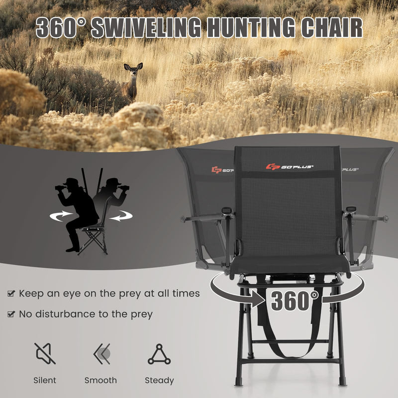 Load image into Gallery viewer, Goplus Hunting Chair, 360-Degree Swivel Hunting Blind Chair with Carrying Strap
