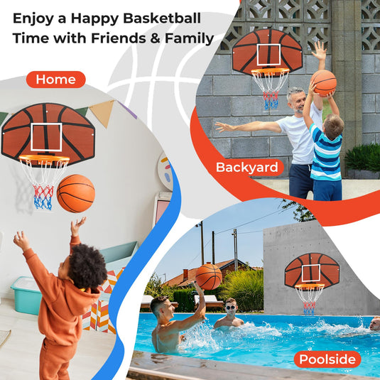 Goplus Wall Mount Basketball Hoop, 26" x 17.5" Indoor Outdoor Basketball Games w/Large Shatter-Proof Backboard