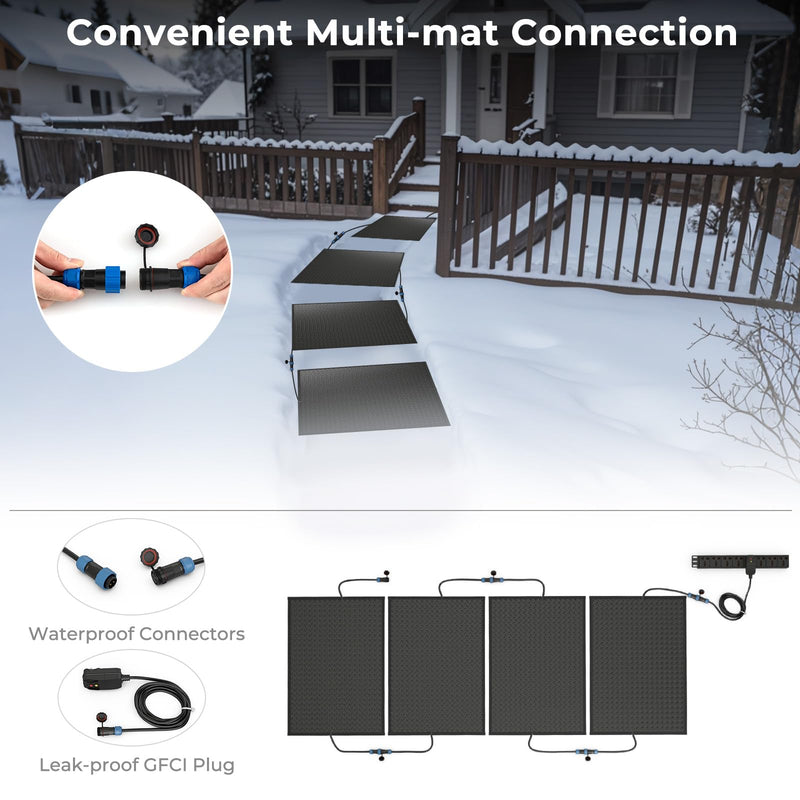 Load image into Gallery viewer, Goplus Heated Snow Melting Mat, Heated Outdoor Mat for Winter Snow Removal with 3 in/h Speed (20” x 30” with Power Cord + Without Power Cord)
